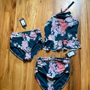 Janela Bay Floral Halter Swim Set Small